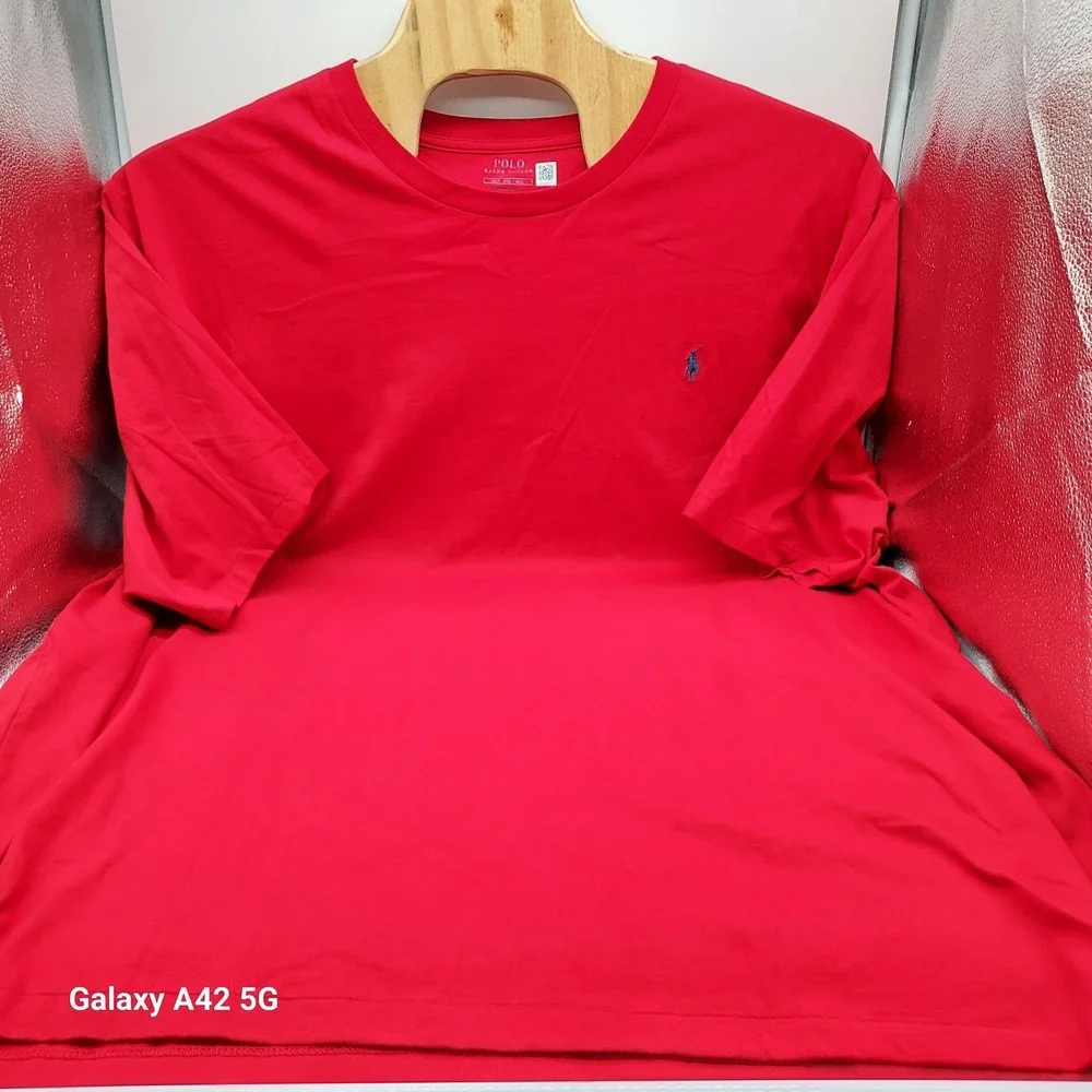 Polo Ralph Lauren Men 4XLT Red Short Sleeve Pon Logo Crewneck T-Shirt Extra Tall